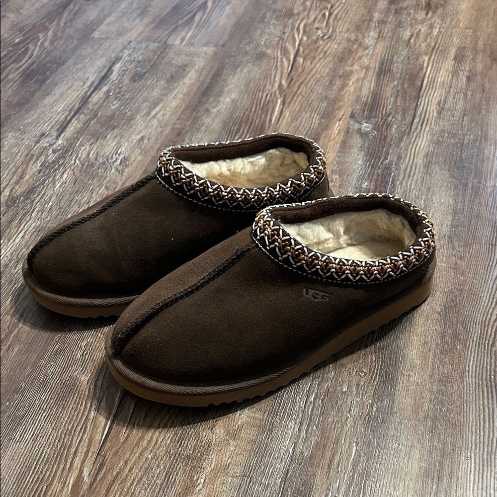 UGG Chocolate Slippers with Soft Cream Interior